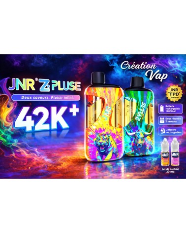 Puff rechargeable JNR ZPluse 42K Dual Fill Double réservoir | Création Vap