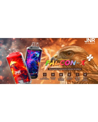 Puff JNR Falcon-X Plus 28K Rechargeable – 950 mAh – 10 ml – Double Mesh 1,2Ω | Création Vap