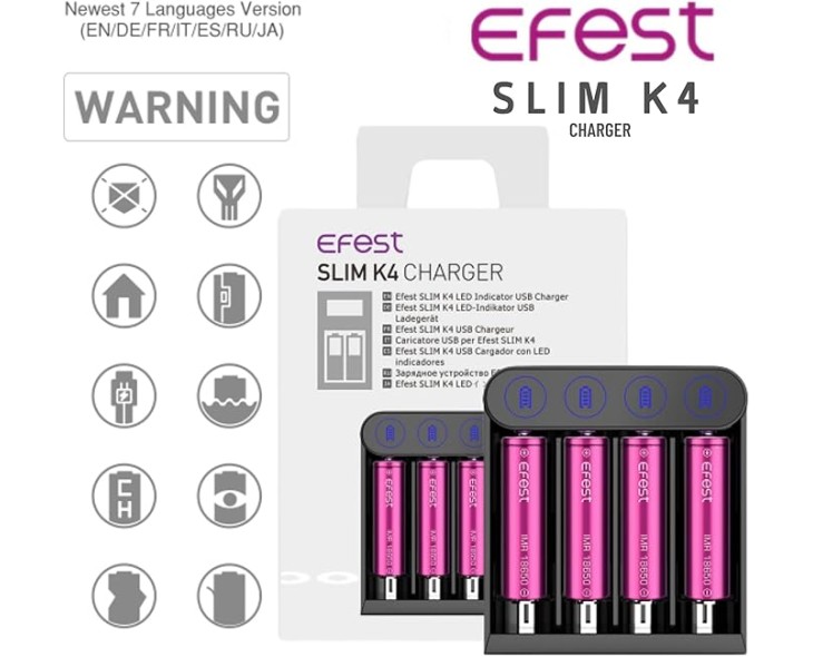 Chargeur Accus Slim K4 Efest | Création Vap