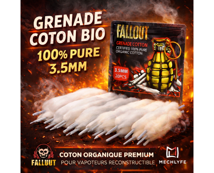 Grenade Coton Bio 100% Pure 3.5mm – Fallout x Mechlyfe | Création Vap