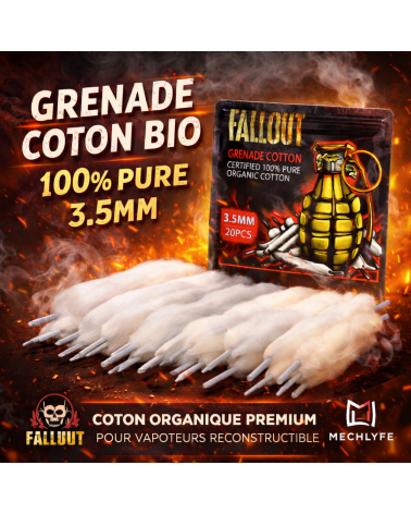 Grenade Coton Bio 100% Pure 3.5mm – Fallout x Mechlyfe | Création Vap