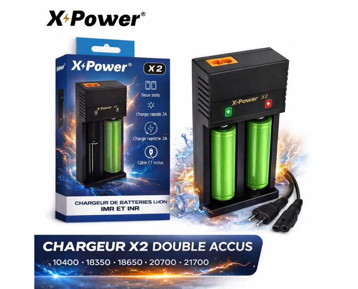 Chargeur X2 X Power – Double Accus 2 Slots | Création Vap Chargeur X2 X Power – Double Accus 2 Slots | Création Vap