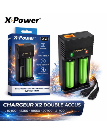 Chargeur X2 X Power – Double Accus 2 Slots | Création Vap