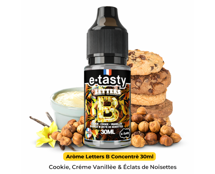 Arôme Letters B 30ml E.Tasty - Concentré DIY Cookie Vanille Noisette | Création Vap Arôme Letters B 30ml E.Tasty - Concentré DIY Cookie Vanille Noisette | Création Vap