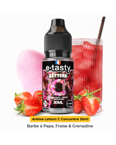 Arôme Letters C 30ml E.Tasty - Concentré DIY Barbe à Papa Fraise Grenadine | Création Vap