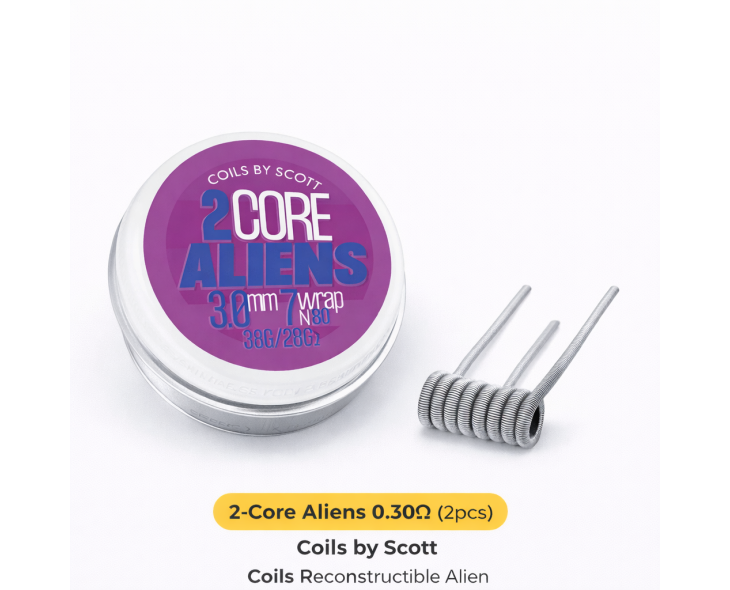 Core Aliens 0.30Ω Ni80 Coils by Scott - Coils Reconstructible Alien | Création Vap Core Aliens 0.30Ω Ni80 Coils by Scott - Coils Reconstructible Alien | Création Vap