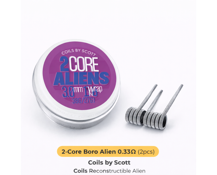Core Boro Alien 0.33Ω Ni80 Coils by Scott - Coils Reconstructible Alien | Création Vap Core Boro Alien 0.33Ω Ni80 Coils by Scott - Coils Reconstructible Alien | Création Vap