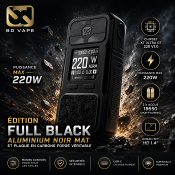 Box Rayden 220W Full Black BD Vape – Mod Double 18650 Puissant | Création Vap
