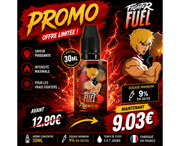 Arôme Concentré Uraken Fighter Fuel 30ml - Saveur Arbouse, Fraise et Fraîcheur
