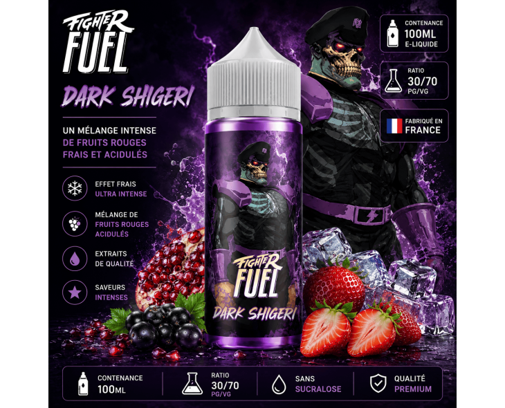 E-liquide Dark Shigeri Fighter Fuel 100ml saveur grenade, cassis, fraise et fraîcheur intense E-liquide Dark Shigeri Fighter Fuel 100ml saveur grenade, cassis, fraise et fraîcheur intense