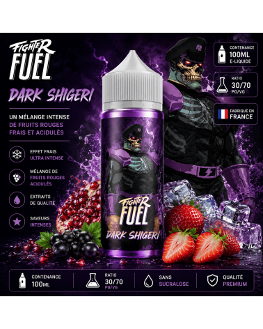 E-liquide Dark Shigeri Fighter Fuel 100ml saveur grenade, cassis, fraise et fraîcheur intense