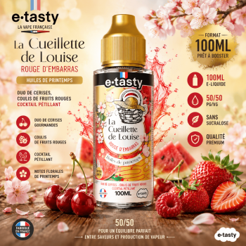 E-liquide Rouge d'Embarras La Cueillette de Louise E.Tasty 100ml saveur cerise, fruits rouges et cocktail pétillant