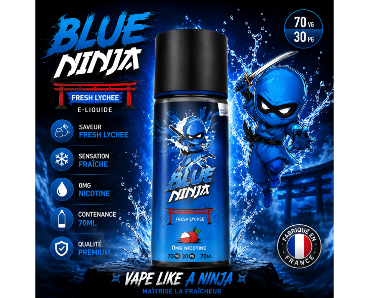 E-liquide Blue Ninja Fresh Lychee saveur litchi frais 70VG 30PG