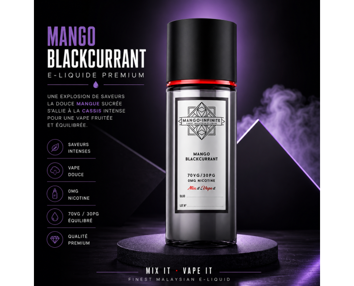 E-liquide Mango Blackcurrant Mango Infinite saveur mangue et cassis E-liquide Mango Blackcurrant Mango Infinite saveur mangue et cassis
