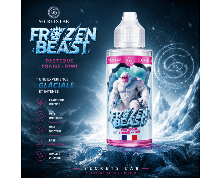 E-liquide Frozen Beast Pastèque Fraise Kiwi 100ml Secrets Lab E-liquide Frozen Beast Pastèque Fraise Kiwi 100ml Secrets Lab