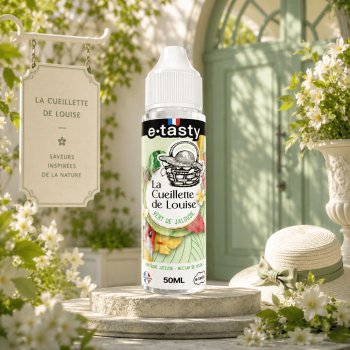 E-liquide Vert de Jalousie La Cueillette de Louise dans un jardin botanique élégant
