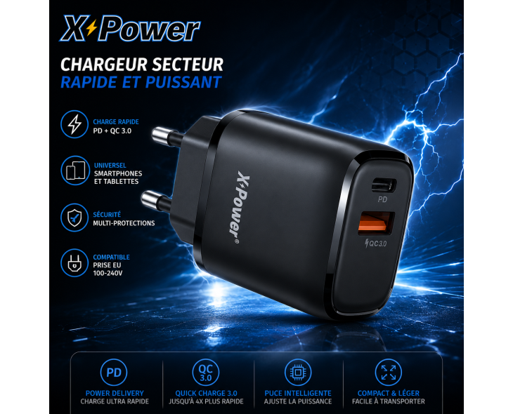 Adaptateur Secteur USB USB-C X Power 20W
