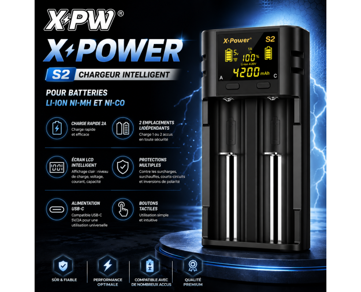 Chargeur X-Power S2 | Chargeur intelligent pour accus Chargeur X-Power S2 | Chargeur intelligent pour accus