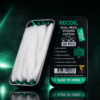 Coton Recoil Dual-Head Wicking Cotton Thunder Cloud x Grimm Green 20 pièces