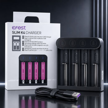 Chargeur d'accus Slim K4 Efest USB pour batteries rechargeables